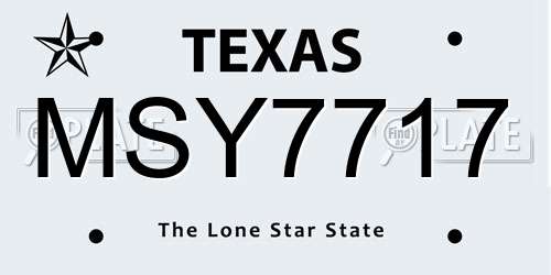 MSY7717 Texas License Plate
