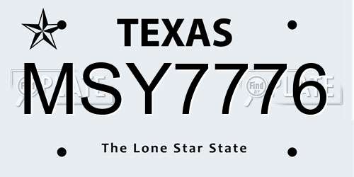 MSY7776 Texas License Plate