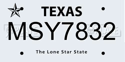 MSY7832 Texas License Plate