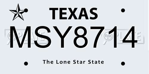MSY8714 Texas License Plate