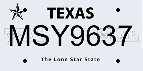 MSY9637 Texas License Plate