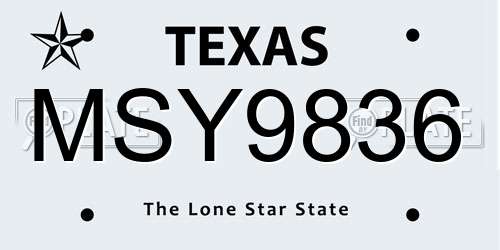 MSY9836 Texas License Plate