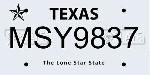 MSY9837 Texas License Plate