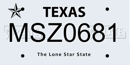 MSZ0681 Texas License Plate
