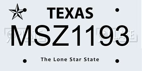 MSZ1193 Texas License Plate