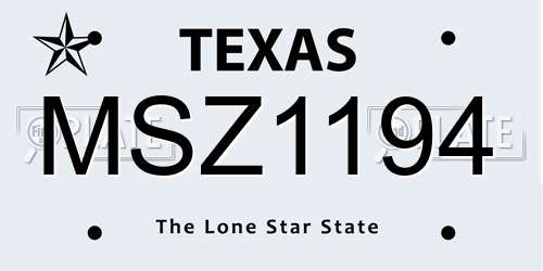 MSZ1194 Texas License Plate