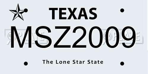 MSZ2009 Texas License Plate