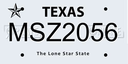 MSZ2056 Texas License Plate