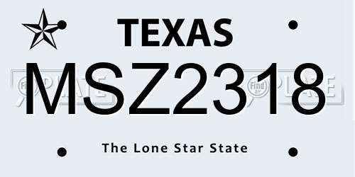 MSZ2318 Texas License Plate