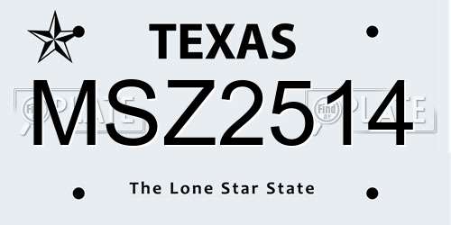MSZ2514 Texas License Plate