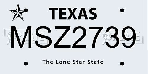 MSZ2739 Texas License Plate