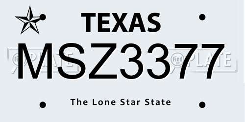 MSZ3377 Texas License Plate