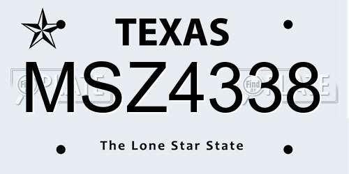 MSZ4338 Texas License Plate