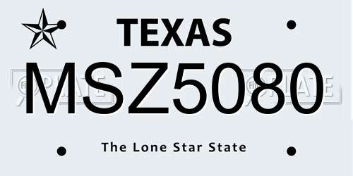 MSZ5080 Texas License Plate