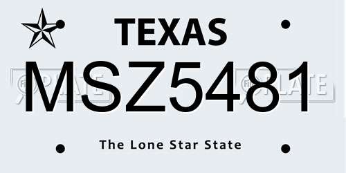 MSZ5481 Texas License Plate