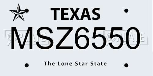 MSZ6550 Texas License Plate