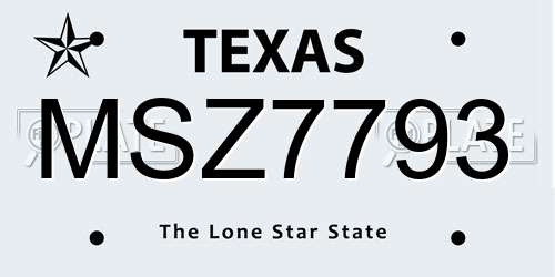 MSZ7793 Texas License Plate