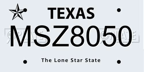 MSZ8050 Texas License Plate