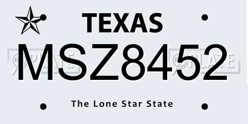 MSZ8452 Texas License Plate