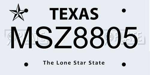 MSZ8805 Texas License Plate