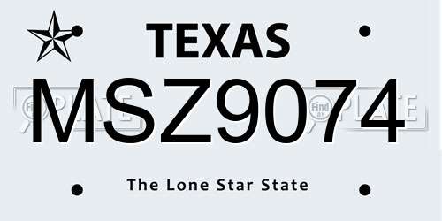 MSZ9074 Texas License Plate