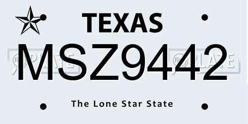 MSZ9442 Texas License Plate