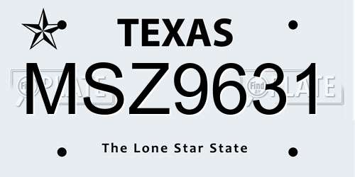 MSZ9631 Texas License Plate