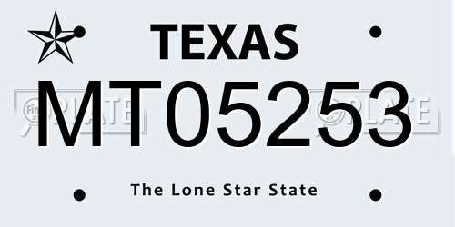 MT05253 Texas License Plate
