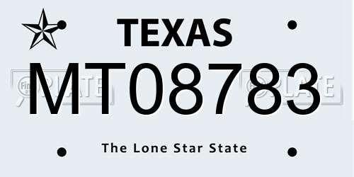 MT08783 Texas License Plate