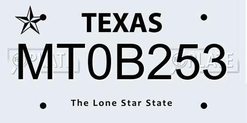 MT0B253 Texas License Plate