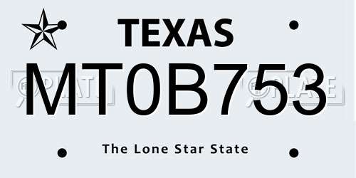 MT0B753 Texas License Plate