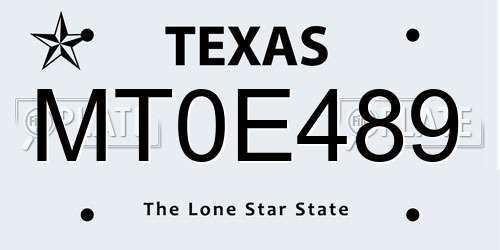 MT0E489 Texas License Plate