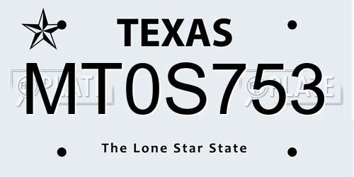 MT0S753 Texas License Plate