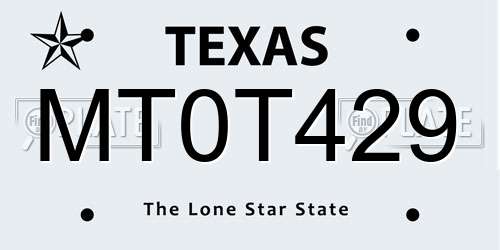 MT0T429 Texas License Plate