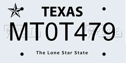 MT0T479 Texas License Plate