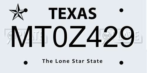 MT0Z429 Texas License Plate