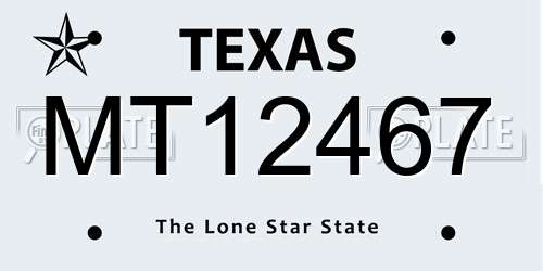 MT12467 Texas License Plate
