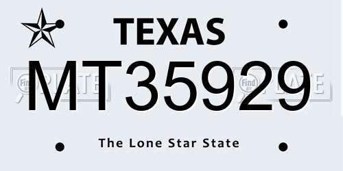 MT35929 Texas License Plate