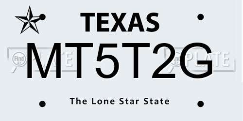 MT5T2G Texas License Plate