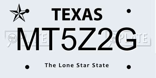 MT5Z2G Texas License Plate