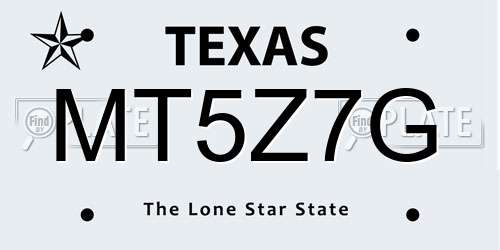 MT5Z7G Texas License Plate