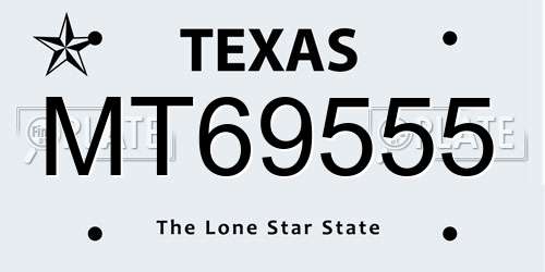 MT69555 Texas License Plate