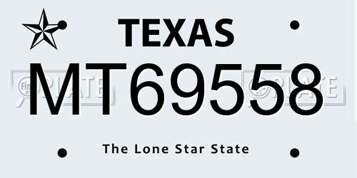 MT69558 Texas License Plate