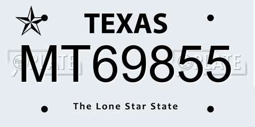 MT69855 Texas License Plate