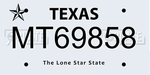 MT69858 Texas License Plate
