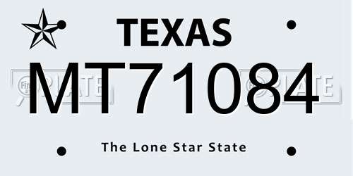 MT71084 Texas License Plate