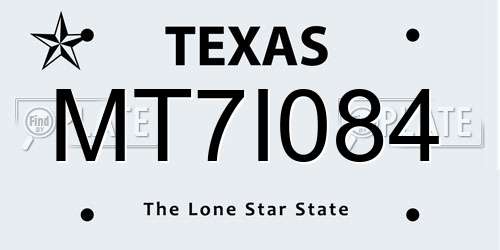 MT7I084 Texas License Plate