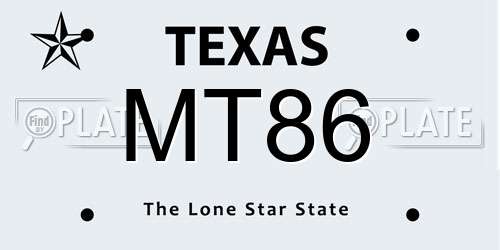 MT86 Texas License Plate