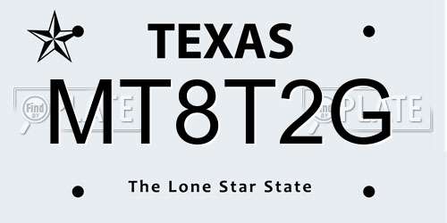 MT8T2G Texas License Plate