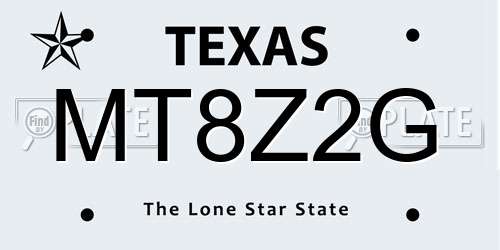 MT8Z2G Texas License Plate
